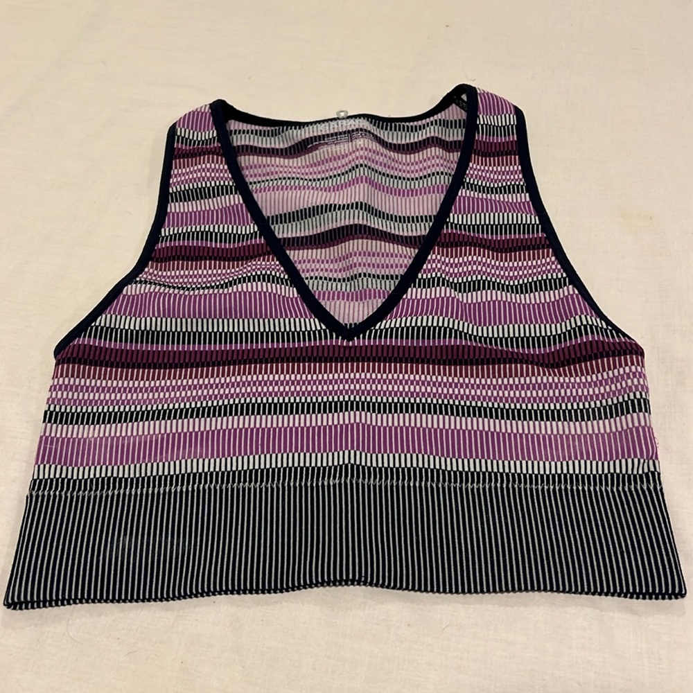 garage stella seamless plunge tank top purple polyester multicolor v neck xs